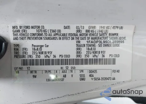 2013 Ford Focus St from USA, damaged, VIN 1FADP3L95DL289895